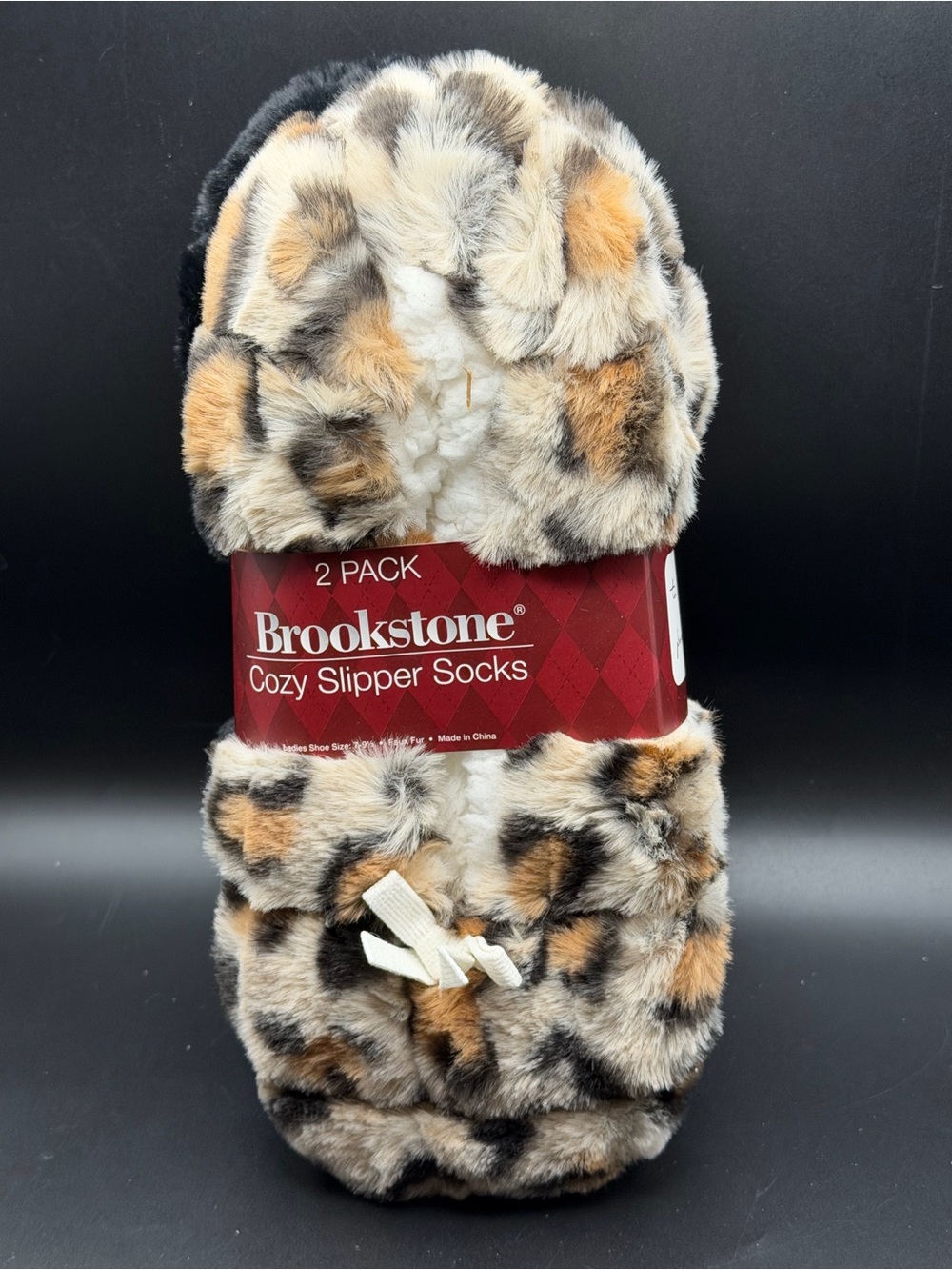 Brookstone Women’s Cozy Slipper Socks in Leopard Print - 2 Pack